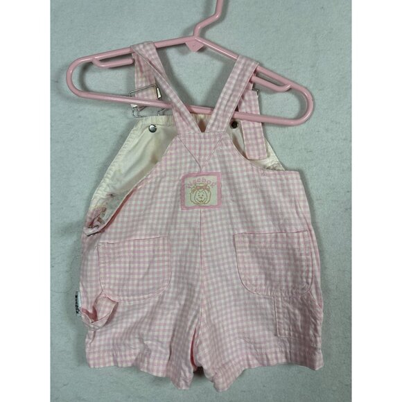 Weebok Baby Pink Gingham Overalls 12M Adjustable Straps Cotton Blend Snap Closur - Picture 4 of 7